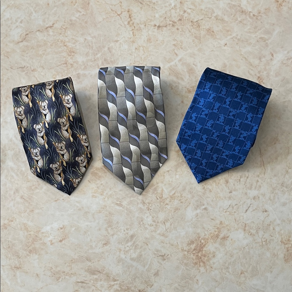Elegant Men's Tie Set - Blue, Gray, and Brown